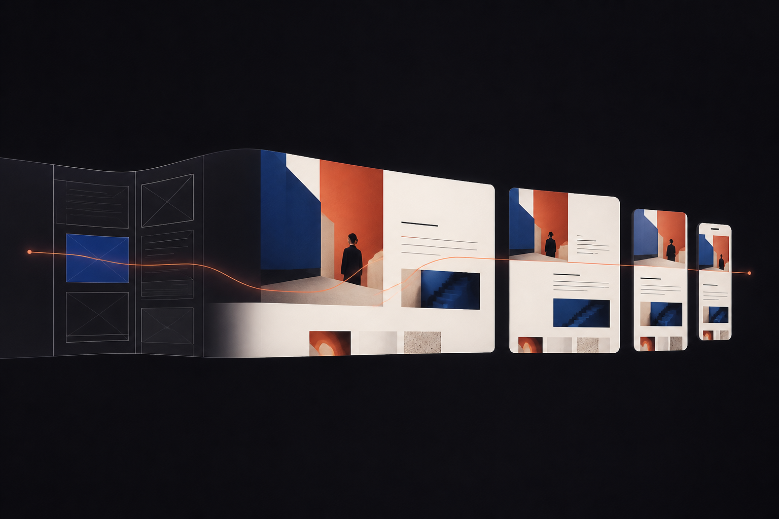 A website design resolving into responsive published layouts